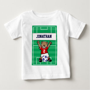 Personalisierter niedlicher Fußballteddy-Bär (ro Baby T-shirt