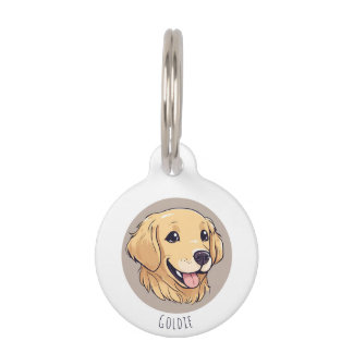 Personalisierter Niedlicher Golden Retriever Haustiermarke