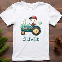 Personalisierter Niedlicher grüner Traktor für Jun