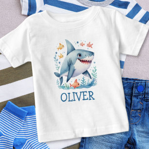 Personalisierter Niedlicher Hai Baby T-shirt