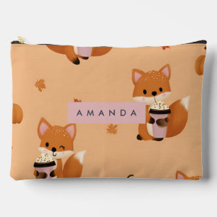 Personalisierter Niedlicher Herbstfox mit Kaffeemu Zubehörtasche