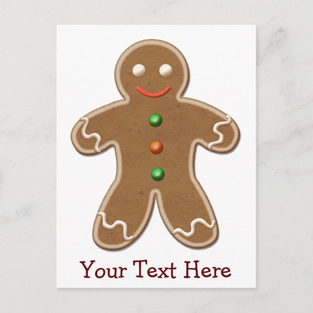 Personalisierter Niedlicher Holiday Gingerbrot Man Feiertagspostkarte (Vorderseite)