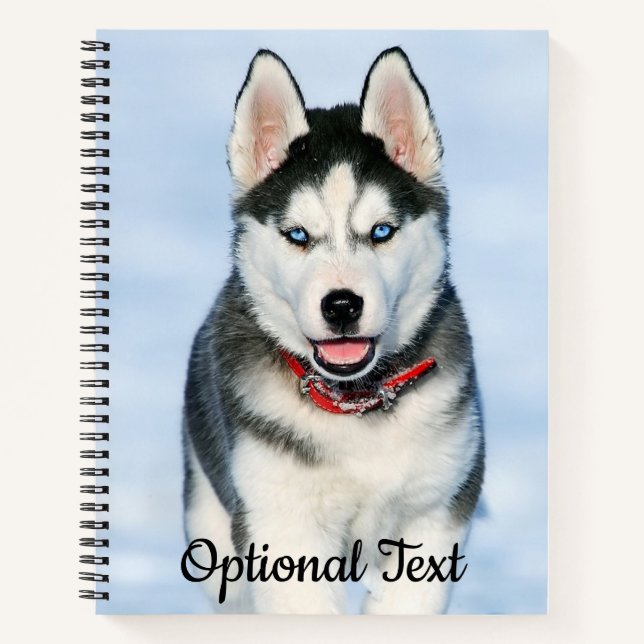 Personalisierter Niedlicher Husky Welpe Hund im Sc Notizbuch (Vorderseite)