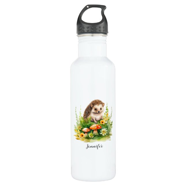Personalisierter Niedlicher Igel Edelstahlflasche (Vorderseite)