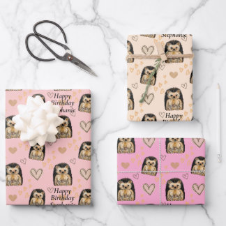 Personalisierter Niedlicher Igel - Geschenkpapier Set