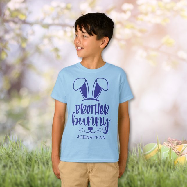 Personalisierter Niedlicher Junge Bruder Bunny Ost T-Shirt (Personalized Cute Boy Brother Bunny Easter T-Shirt)