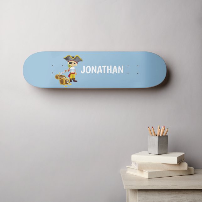 Personalisierter niedlicher Junge PIRATE Skateboard (Wandkunst (Horz))