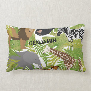 Personalisierter Niedlicher Jungle Animals Safari Lendenkissen