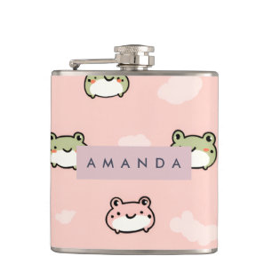 Personalisierter Niedlicher Kawaii Pastel Frosch D Flachmann