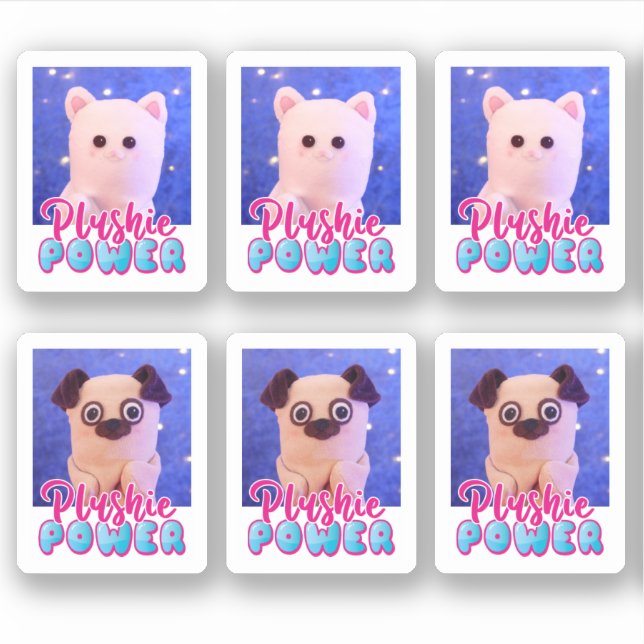 Personalisierter Niedlicher Kawaii Pink Blue Plush Aufkleber (Vorderseite)