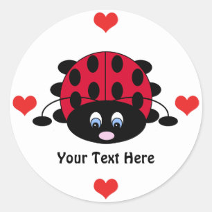 Personalisierter Niedlicher Ladybug mit Herz-Stick Runder Aufkleber