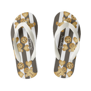 Personalisierter Niedlicher Lebkuchen Mann Keks Kinderbadesandalen