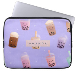 Personalisierter Niedlicher Lila Pasteltee Laptopschutzhülle