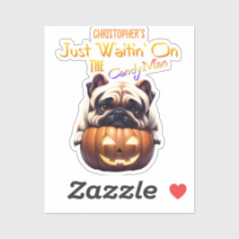 Personalisierter Niedlicher Mops Halloween Puppy C Aufkleber