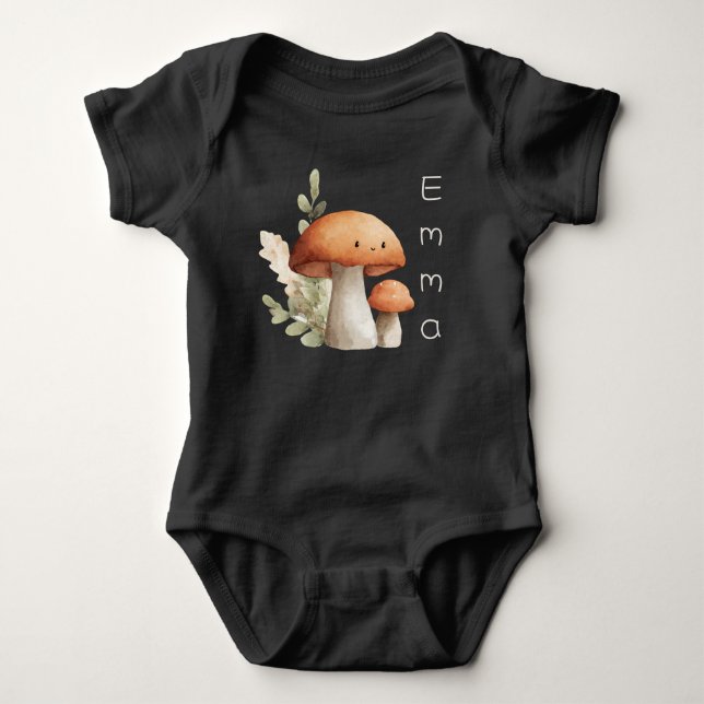 Personalisierter Niedlicher Mushroom Baby Bodysuit Strampler (Vorderseite)