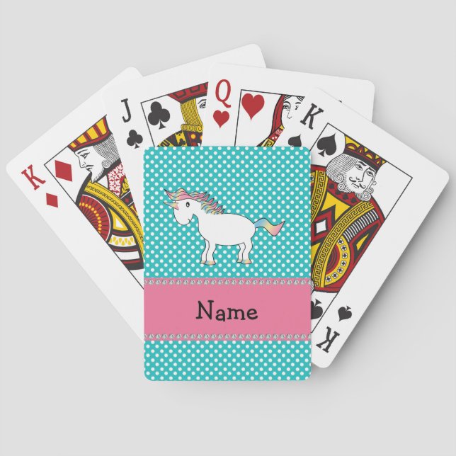 Personalisierter niedlicher Namensunicorn Spielkarten (Rückseite)