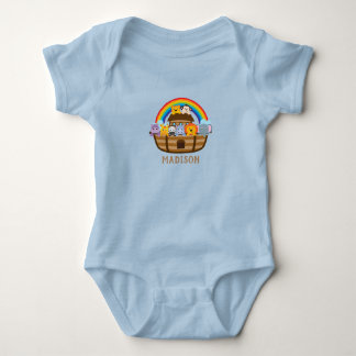 Personalisierter Niedlicher Noahs Ark Blue Baby Bo Strampler