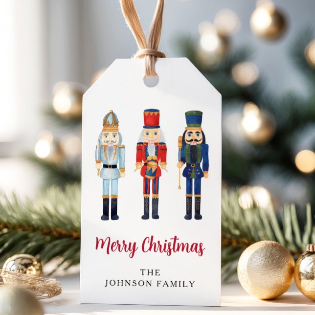 Personalisierter Niedlicher Nutcracker Frohe Weihn Geschenkanhänger (Personalized Cute Nutcracker Merry Christmas Gift Tags)