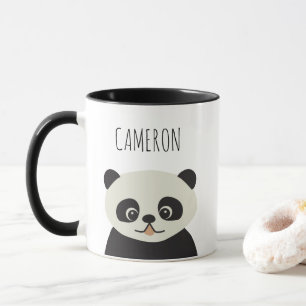 Personalisierter Niedlicher Panda Cartoon schwarz- Tasse