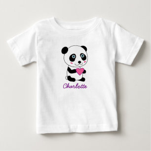 Personalisierter niedlicher Panda mit einem rosa Baby T-shirt