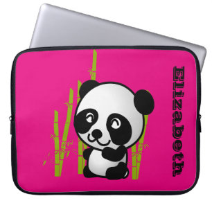 Personalisierter Niedlicher Pandabär aus Schwarz u Laptopschutzhülle