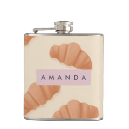 Personalisierter Niedlicher Pastell Croissant Kaff Flachmann