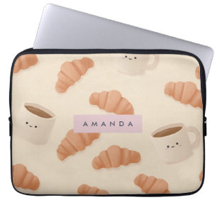 Personalisierter Niedlicher Pastell Croissant Kaff Laptopschutzhülle