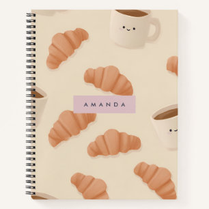 Personalisierter Niedlicher Pastell Croissant Kaff Notizbuch