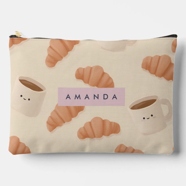 Personalisierter Niedlicher Pastell Croissant Kaff Zubehörtasche (Vorderseite)