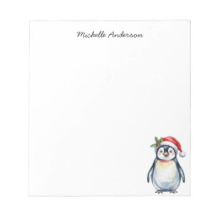 Personalisierter Niedlicher Pinguin in der Weihnac Notizblock