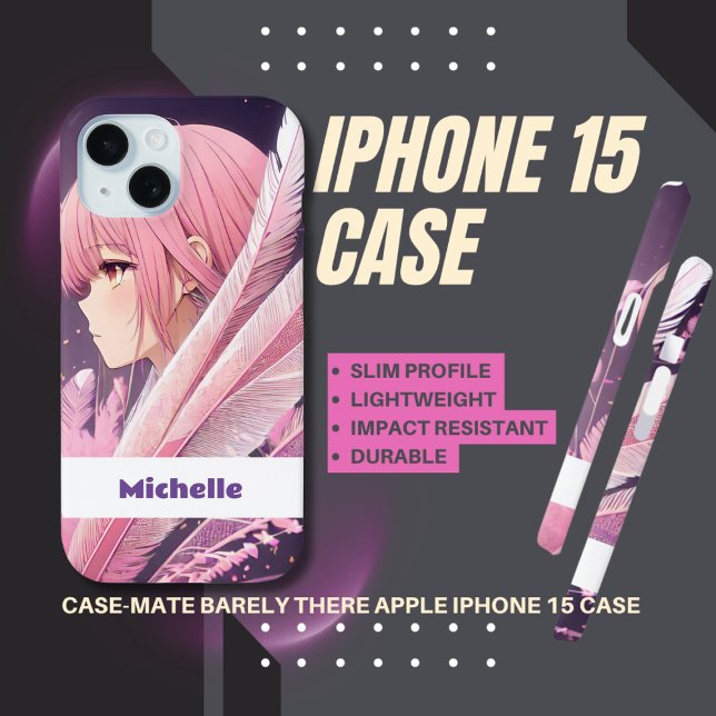 Personalisierter Niedlicher Pink Anime Girl iPhone Case-Mate iPhone Hülle (Von Creator hochgeladen)