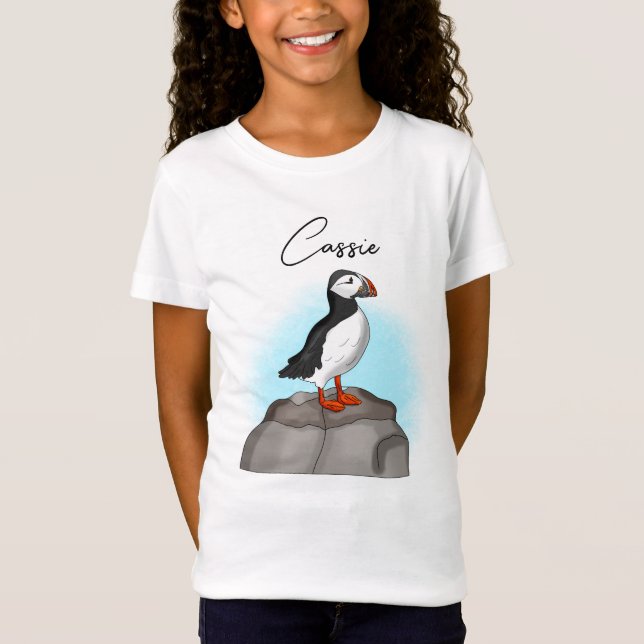 Personalisierter, Niedlicher Puffin T-Shirt (Vorderseite)