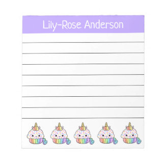 Personalisierter Niedlicher Regenbogen Einhorn Cup Notizblock