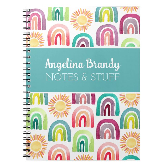 Personalisierter Niedlicher Regenbogen und Sonnen  Notizblock (Vorderseite)