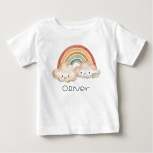 Personalisierter Niedlicher Regenbogen und Wolken  Baby T-shirt