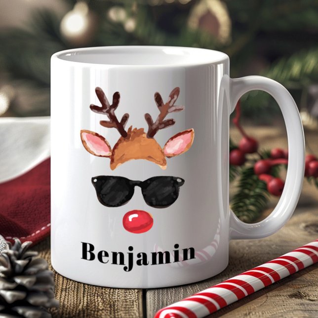 Personalisierter Niedlicher Reindeer Boys Weihnach Kaffeetasse (Von Creator hochgeladen)