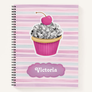 Personalisierter Niedlicher Rosa Cupcake Notizbuch