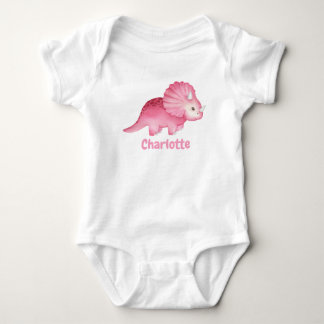 Personalisierter Niedlicher Rosa Dinosaurier Baby Strampler