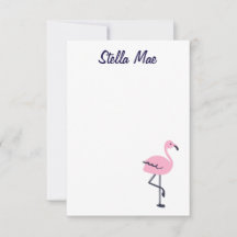 Personalisierter niedlicher Rosa Flamingo notecard