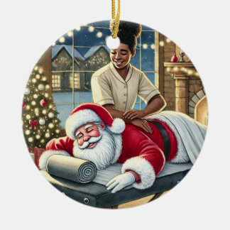 Personalisierter Niedlicher Santa Erreichbarkeit e Keramik Ornament