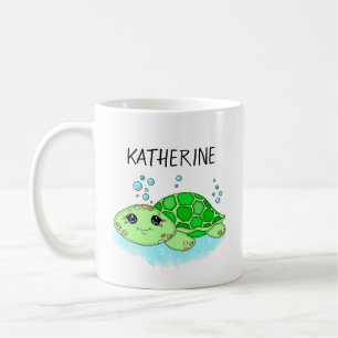 Personalisierter Niedlicher Schildkrötenname Kaffeetasse