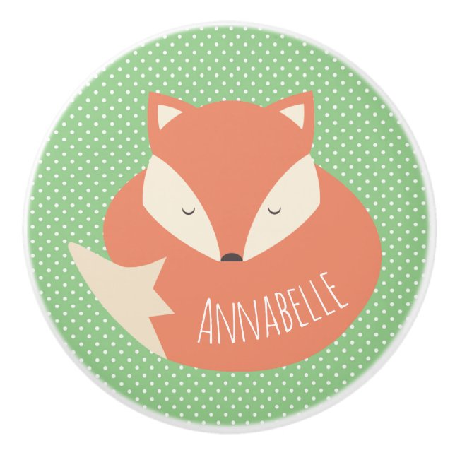 Personalisierter Niedlicher Schlaffuchs Keramikknauf (Vorderseite)