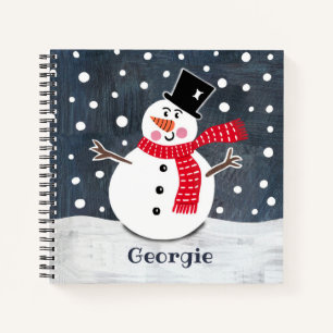 Personalisierter Niedlicher Schneemann Weihnachten Notizbuch