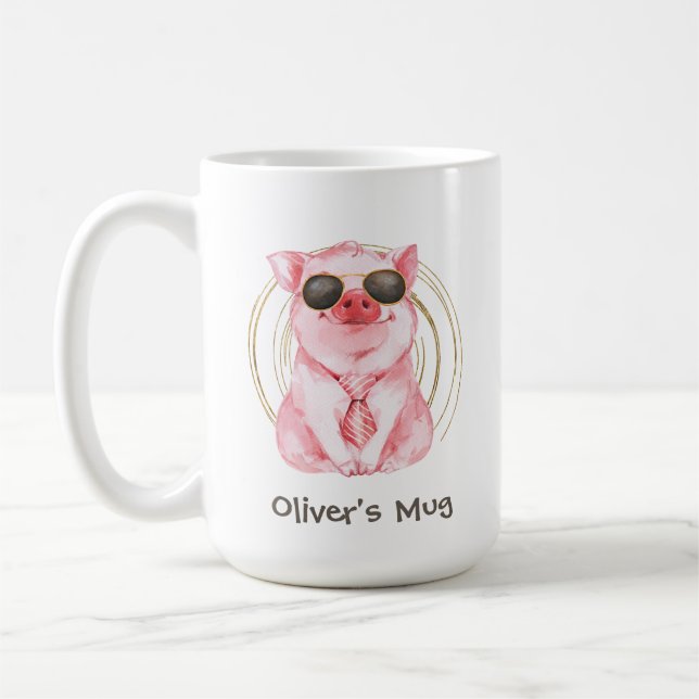 Personalisierter Niedlicher Schweinekaffee Tasse (Links)