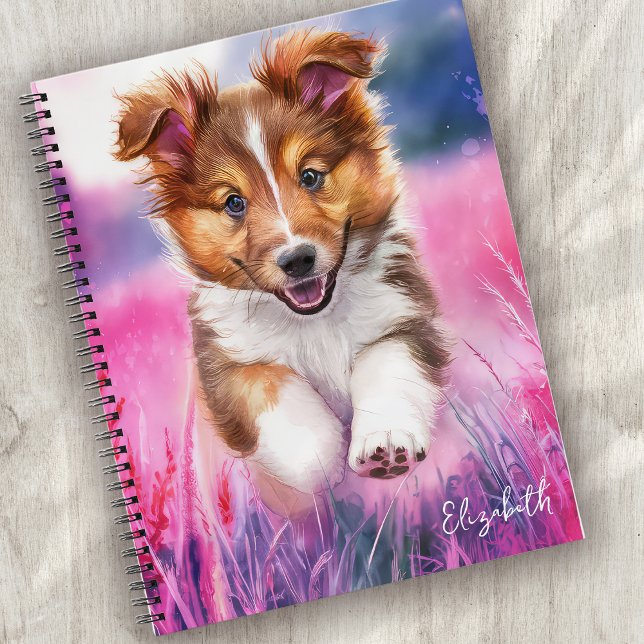 Personalisierter Niedlicher Sheltie Welpenhund Notizbuch (Von Creator hochgeladen)