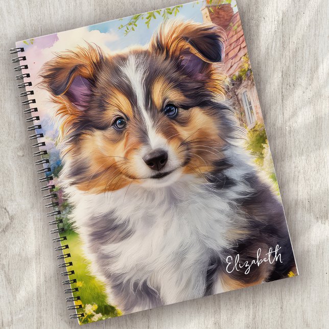Personalisierter Niedlicher Sheltie Welpenhund Notizbuch (Von Creator hochgeladen)
