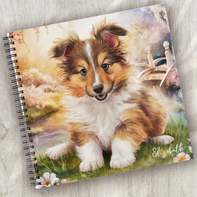 Personalisierter Niedlicher Sheltie Welpenhund Notizbuch (Von Creator hochgeladen)