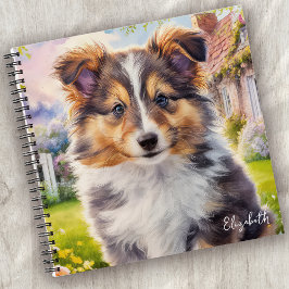 Personalisierter Niedlicher Sheltie Welpenhund Notizbuch