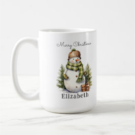 Personalisierter Niedlicher Snowman Watercolor Wei Kaffeetasse