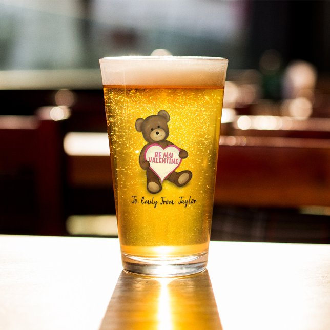 Personalisierter niedlicher Valentinstag Glas (Be my Valentine cute beer glass. )